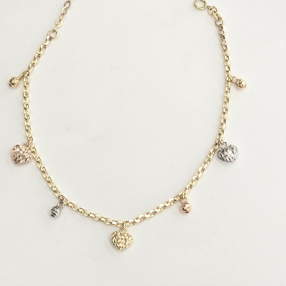 14kt Real Gold Fancy Charm Bracelet